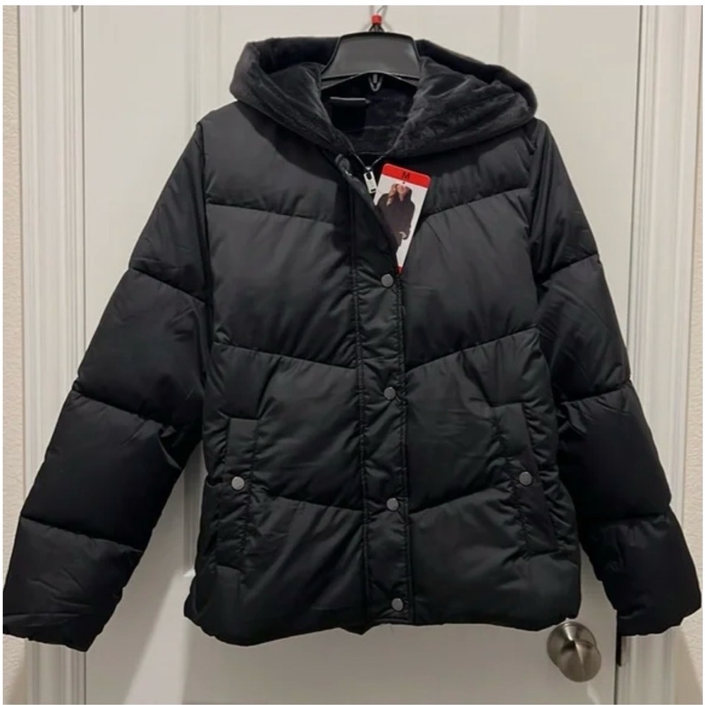 32 Degrees Women's Hooded Black Puffer Jacket-XL